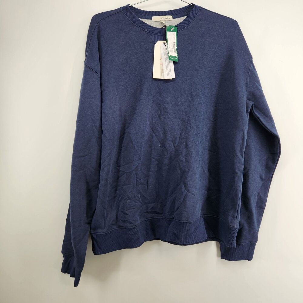 Hawker Rye Mens Navy Blue Medium Favorite‎ Crewneck Sweater NWT Cotton Blend